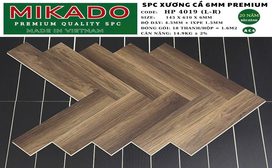 Sàn nhựa xương cá Mikado 6mm HP 4019